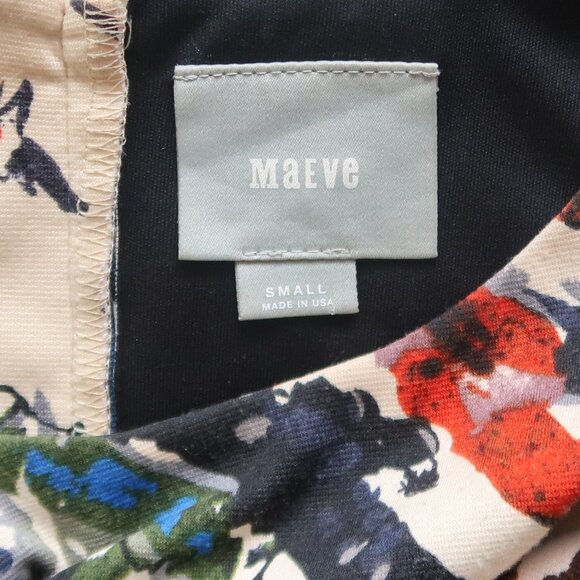 Maeve Anthropologie Artsy Abstract Print Fit & Flare Dress Tencel Stretch S - Picture 10 of 16